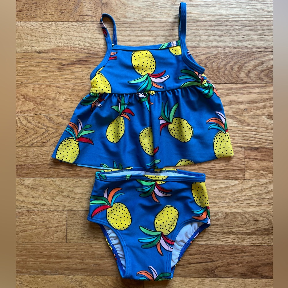 Hanna Andersson Baby Girl 2 Piece Swimsuit with Pineapple Print